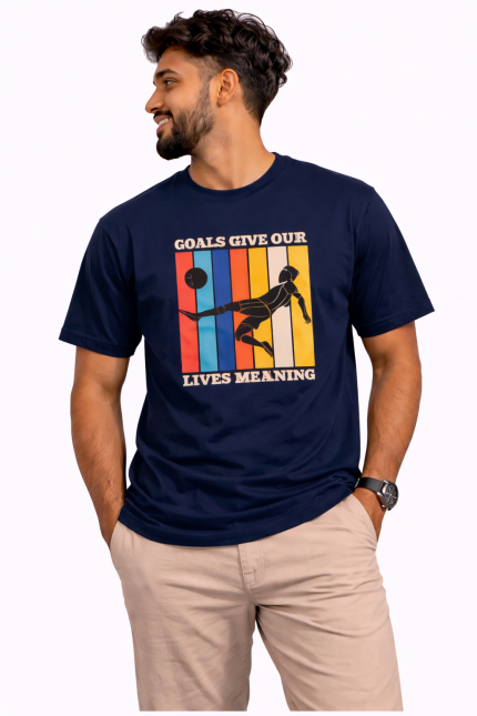 Premium Cotton Blend T-Shirt – Foot ball Navy Blue